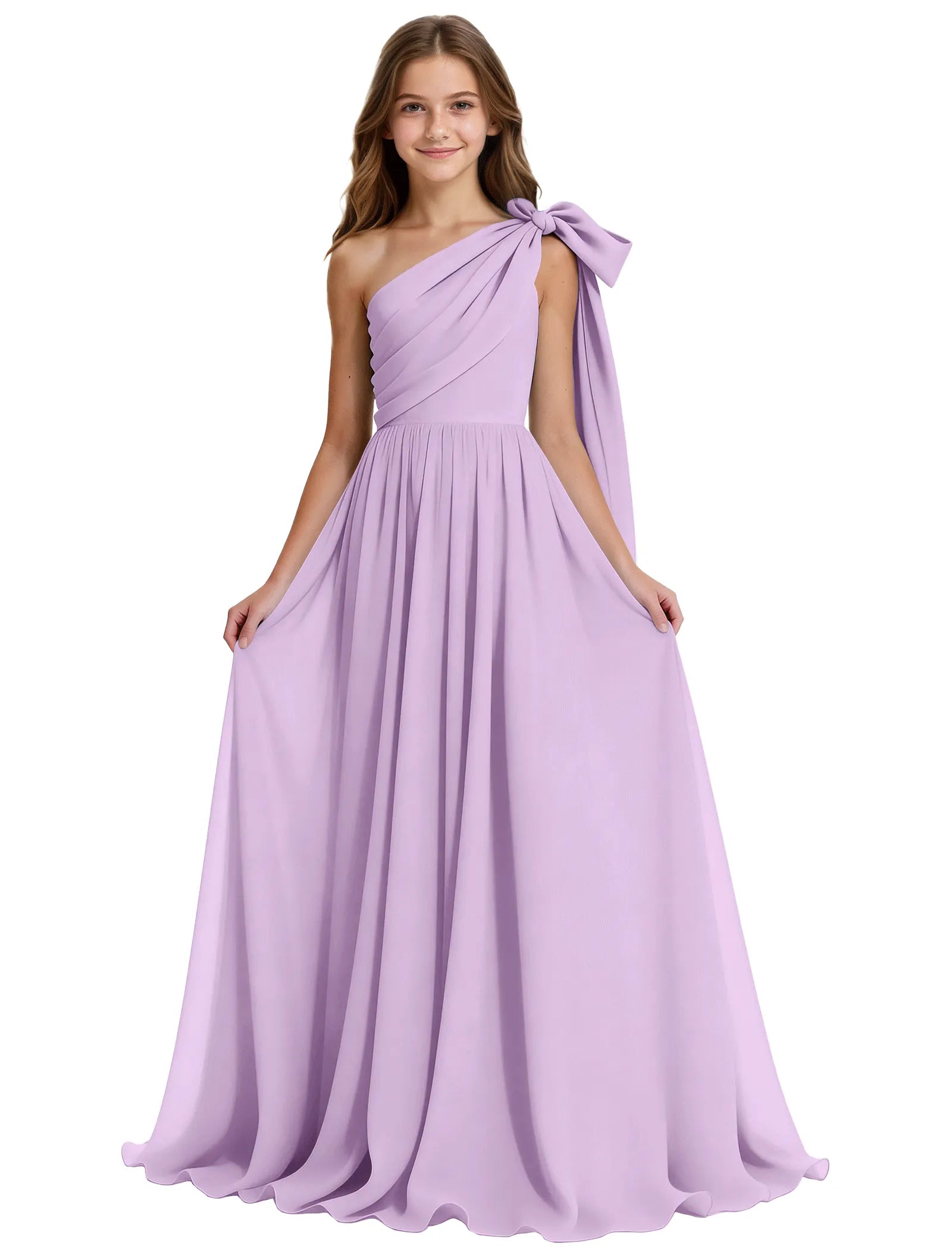 One-Shoulder Bow Junior Bridesmaid Dress