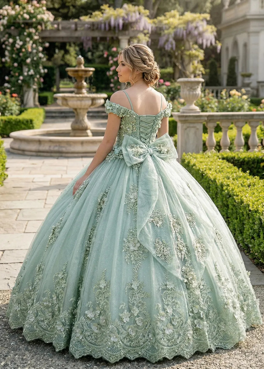 Aurora Garden Lace-Up Floral Princess Dress