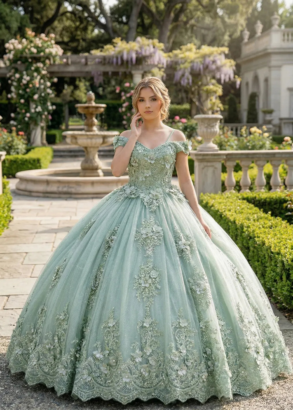 Aurora Garden Lace-Up Floral Princess Dress