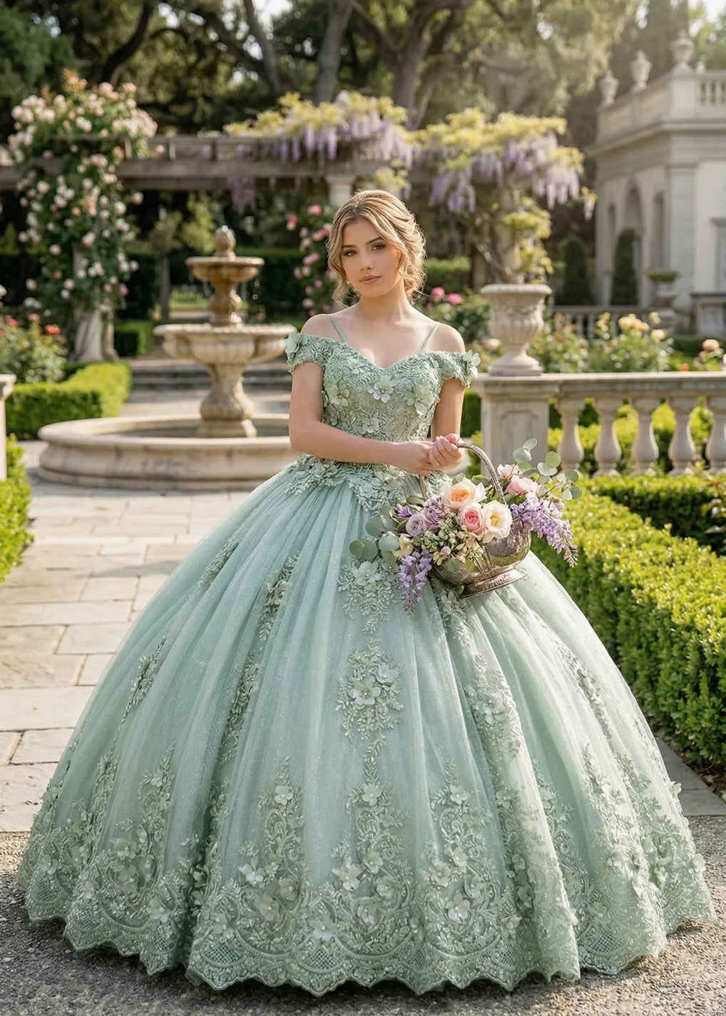 Aurora Garden Lace-Up Floral Princess Dress