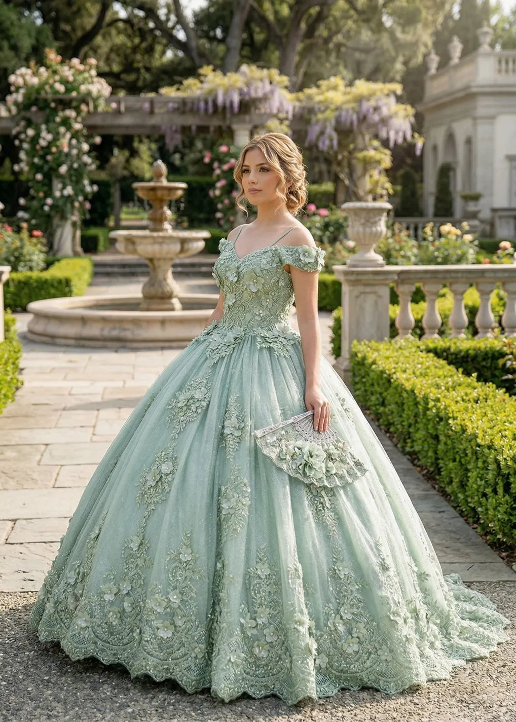 Aurora Garden Lace-Up Floral Princess Dress