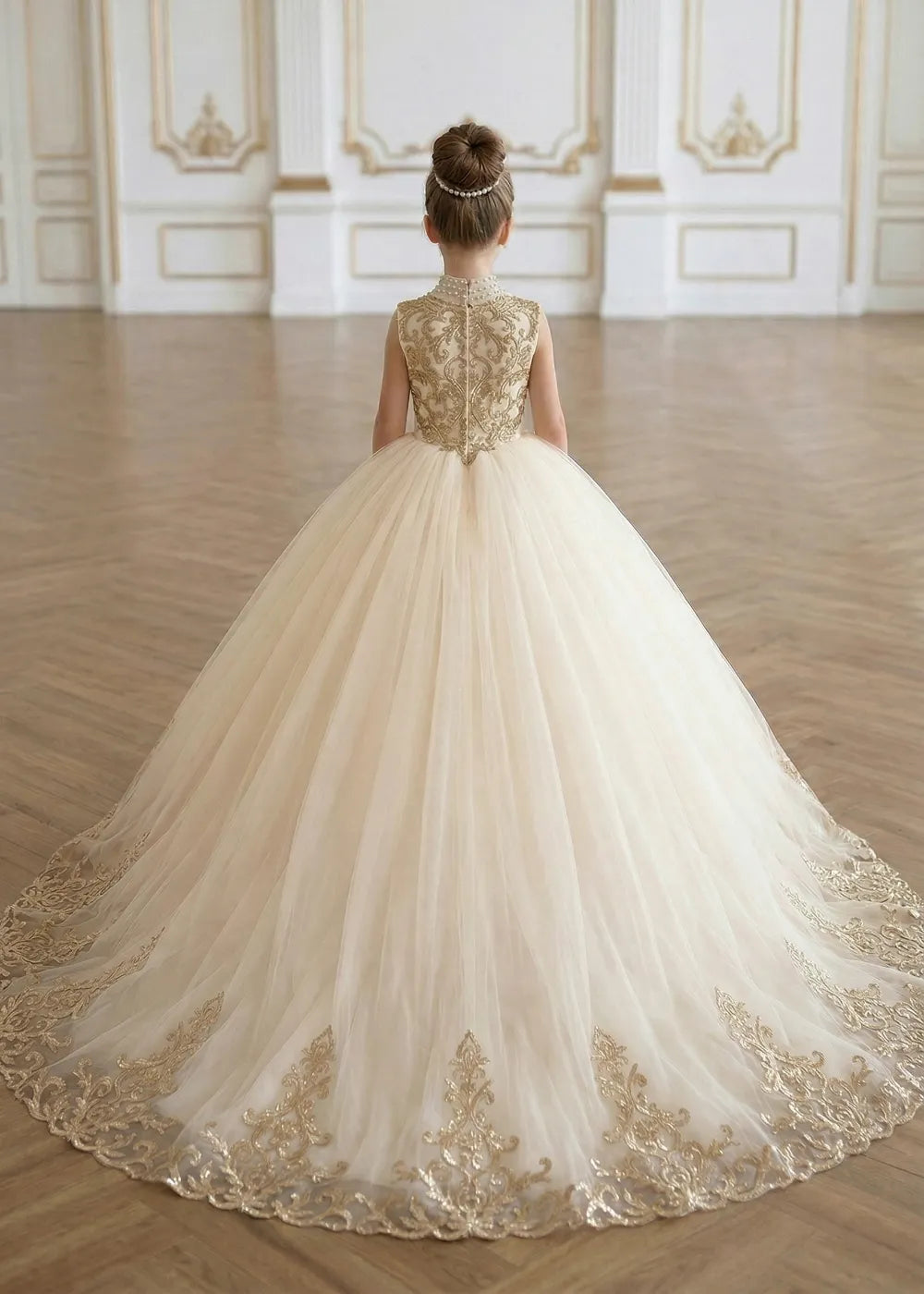 Vestido de princesa sin mangas de encaje