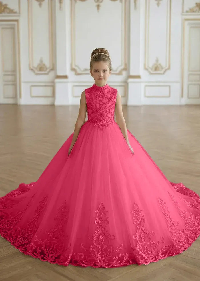 Luxury Princess Tulle Gown with Embroidery Flower Girl Dress