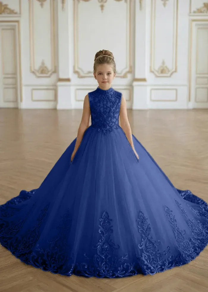 Luxury Princess Tulle Gown with Embroidery Flower Girl Dress