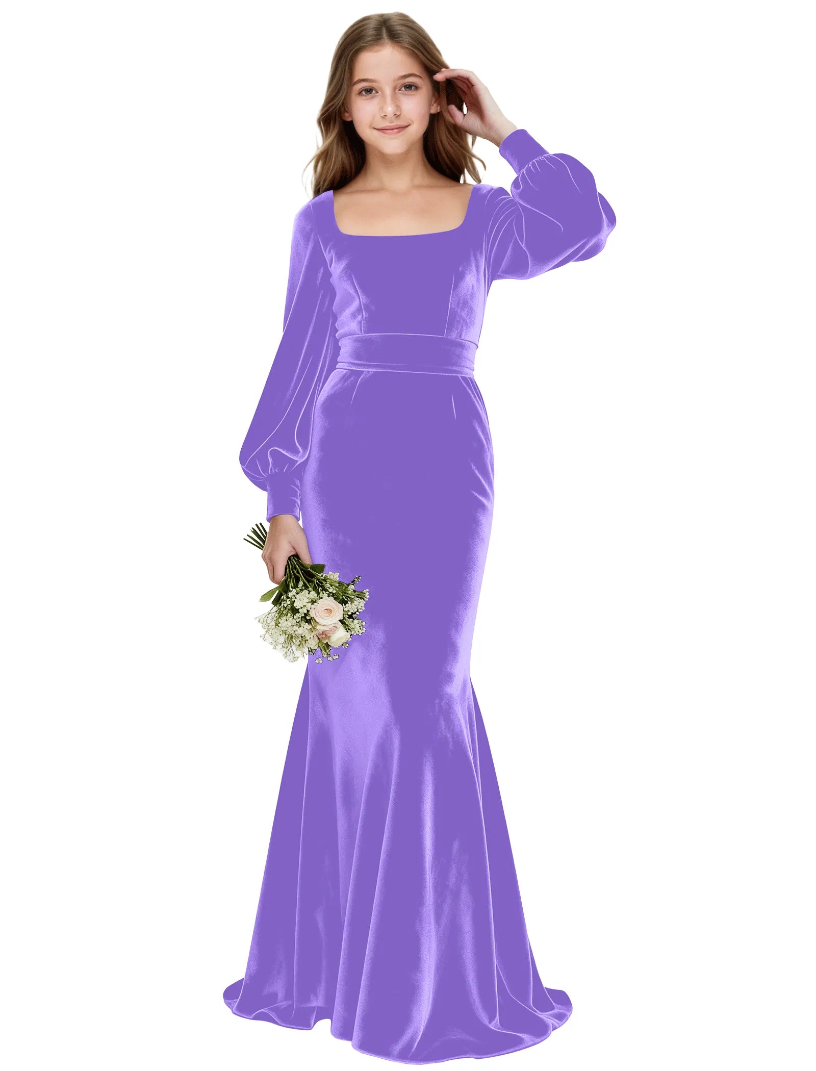 Velvet Long Sleeve Junior Formal Dress