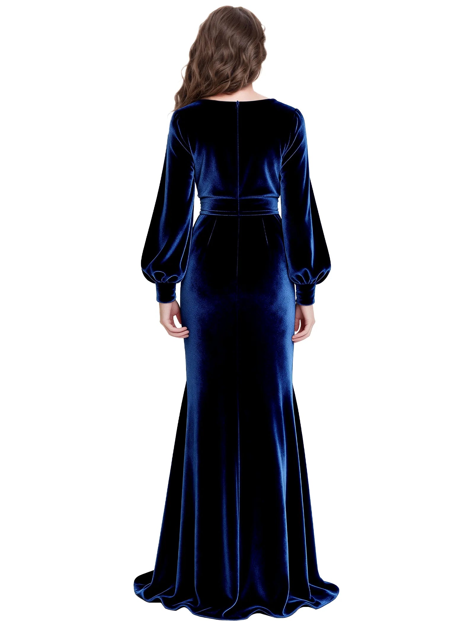 Velvet Long Sleeve Junior Formal Dress