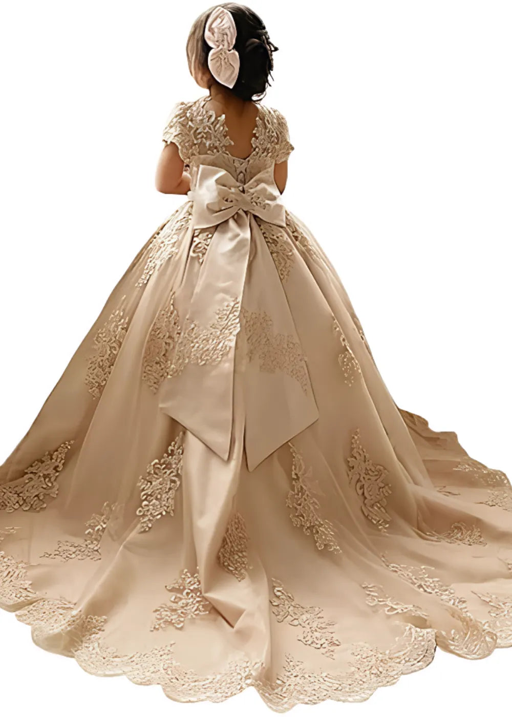 Elegant Tulle Ball Gown Flower Girl Dress with Lace Detail