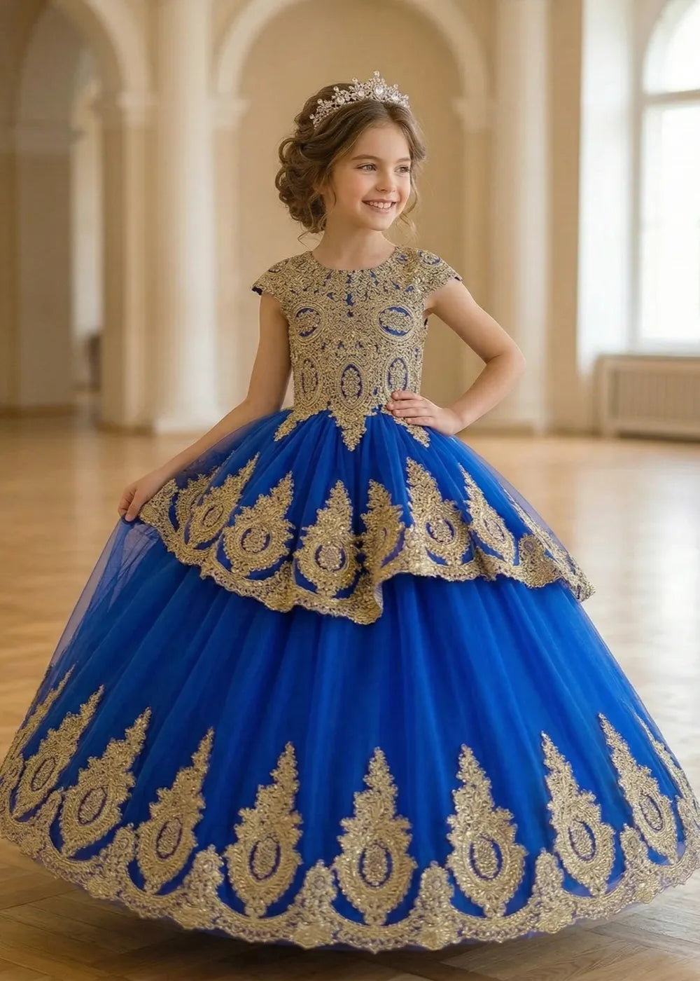 Royal Embroidered Princess Ball Gown for Girls