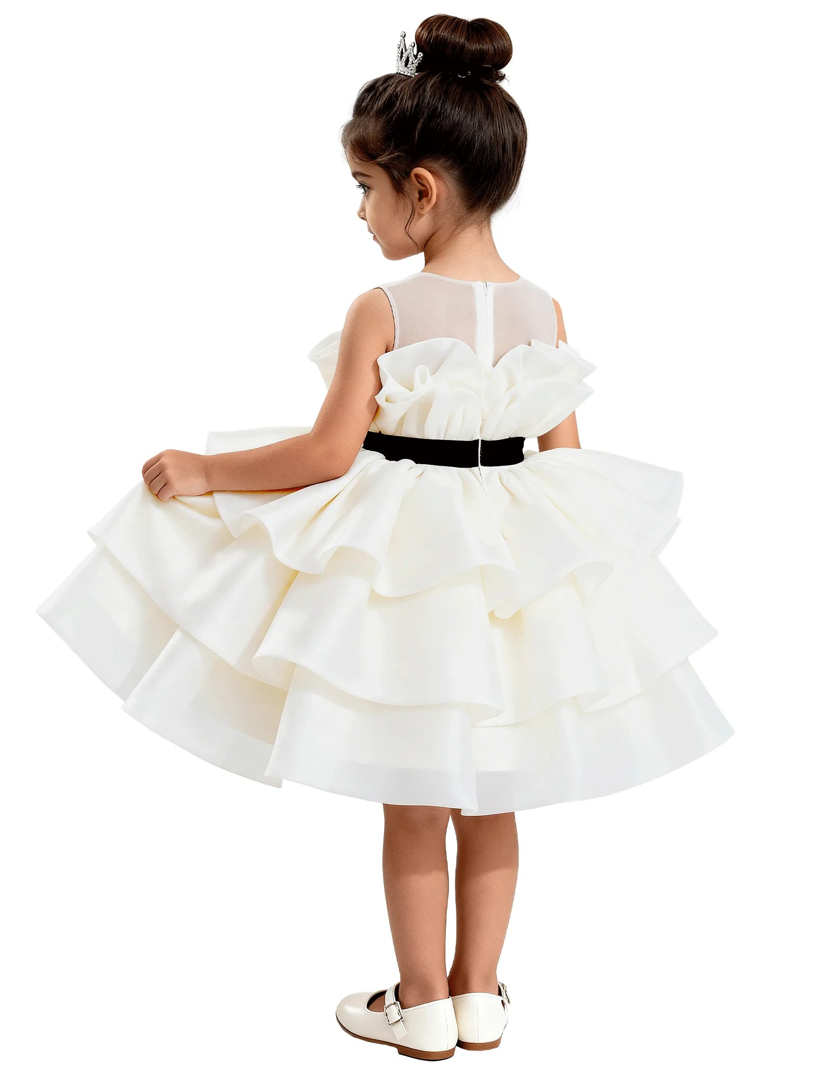 Satin Ruffle Tiered Dress for Little Girls