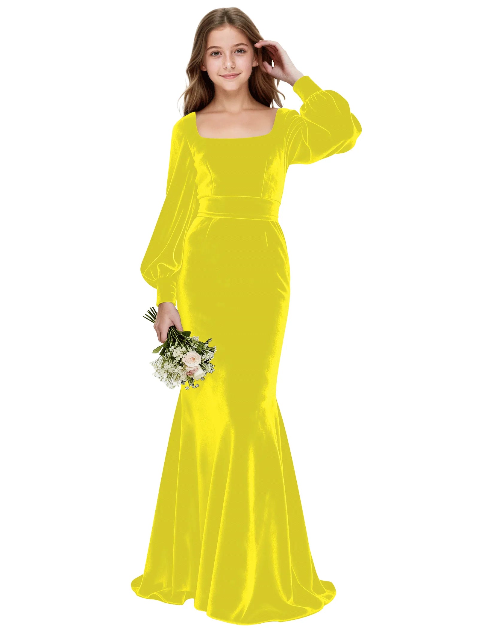 Velvet Long Sleeve Junior Formal Dress