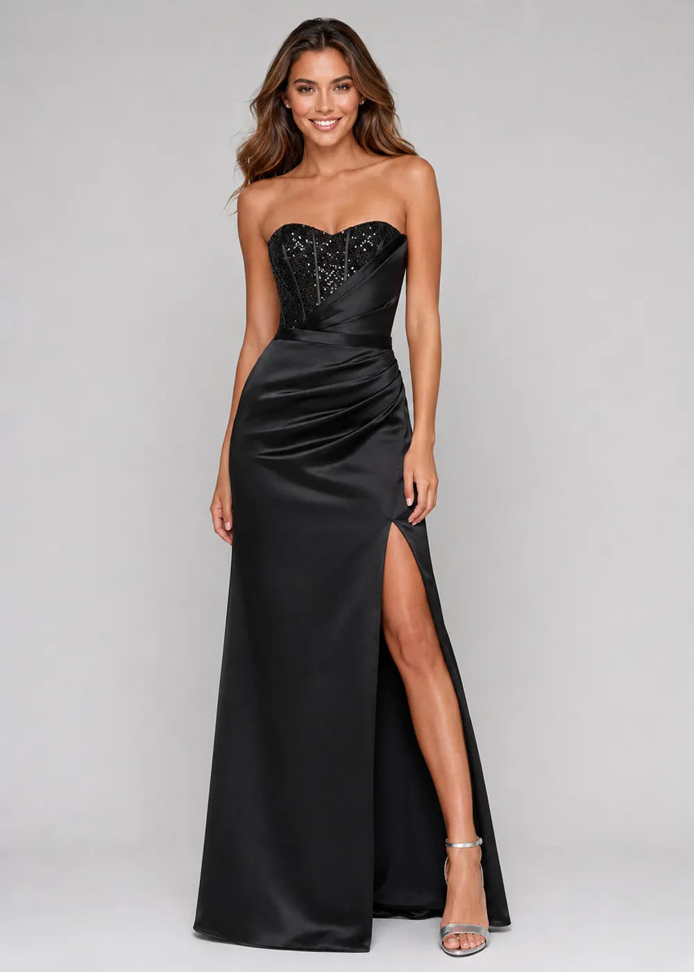 Beaded Corset Mermaid Satin Prom Dress