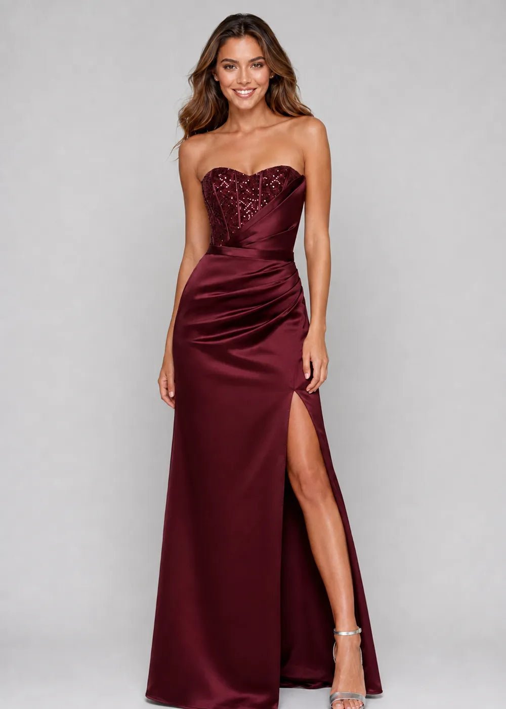 Beaded Corset Mermaid Satin Prom Dress