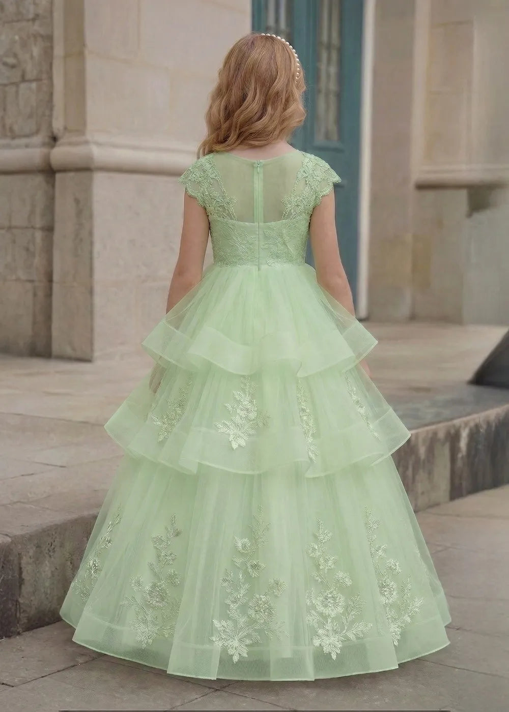 Vestido de princesa sin mangas de encaje
