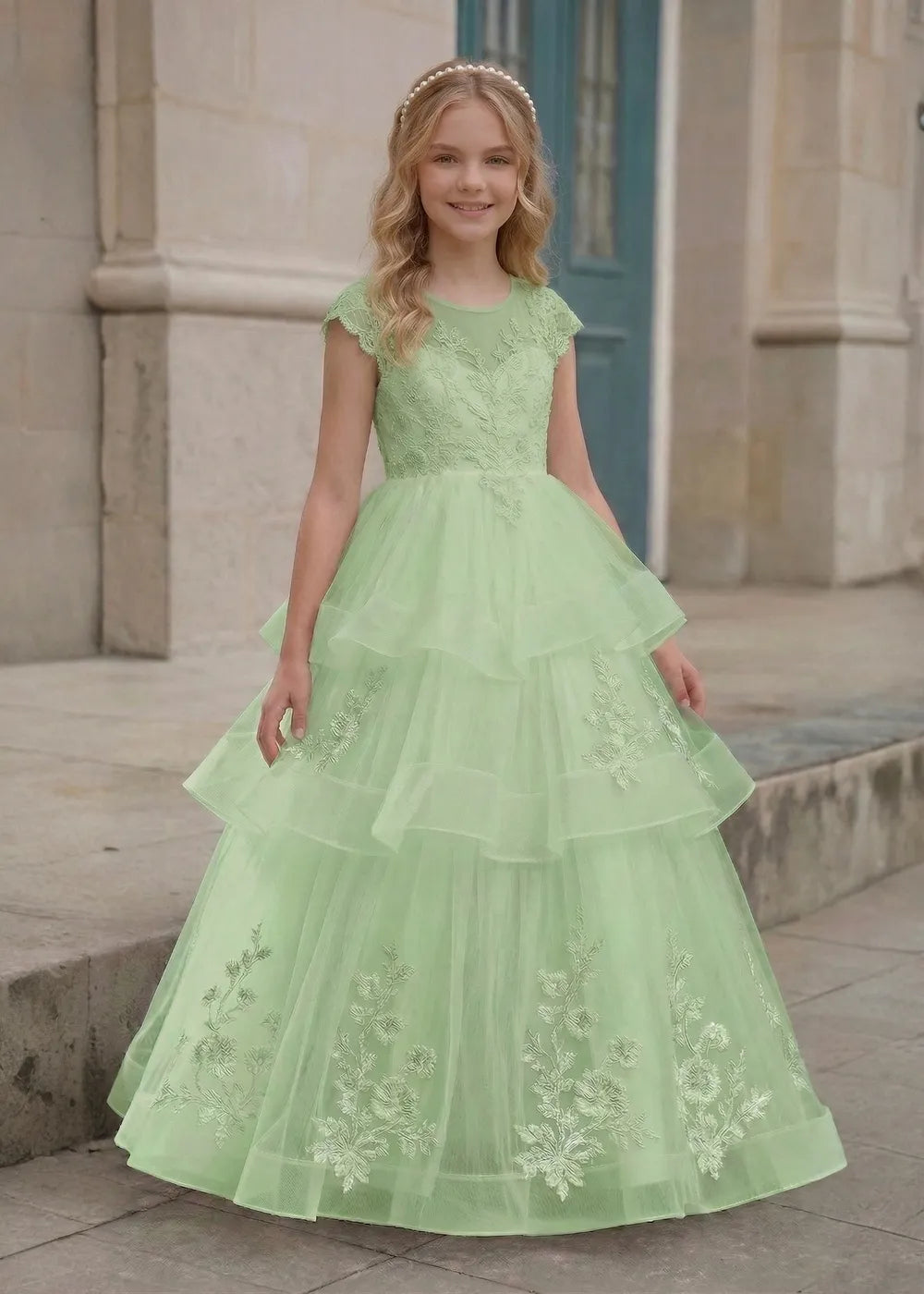 Vestido de princesa sin mangas de encaje
