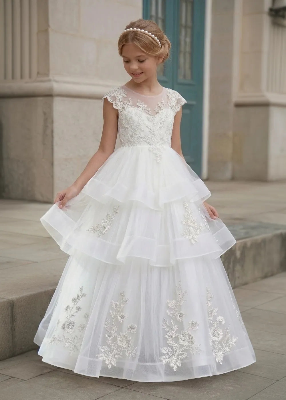 Boutique Lace and Tulle Wedding Party Dress for Flower Girls