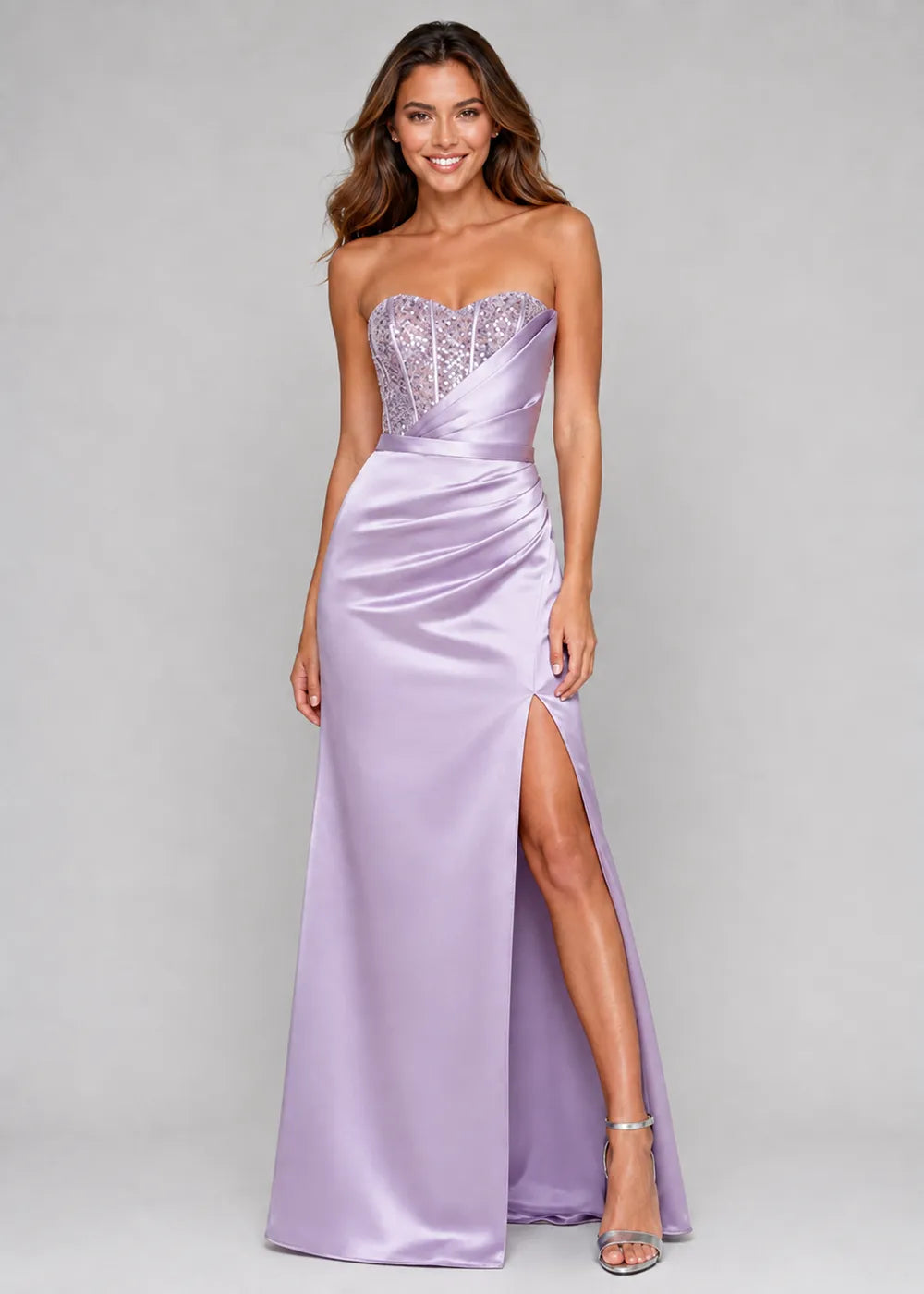 Beaded Corset Mermaid Satin Prom Dress