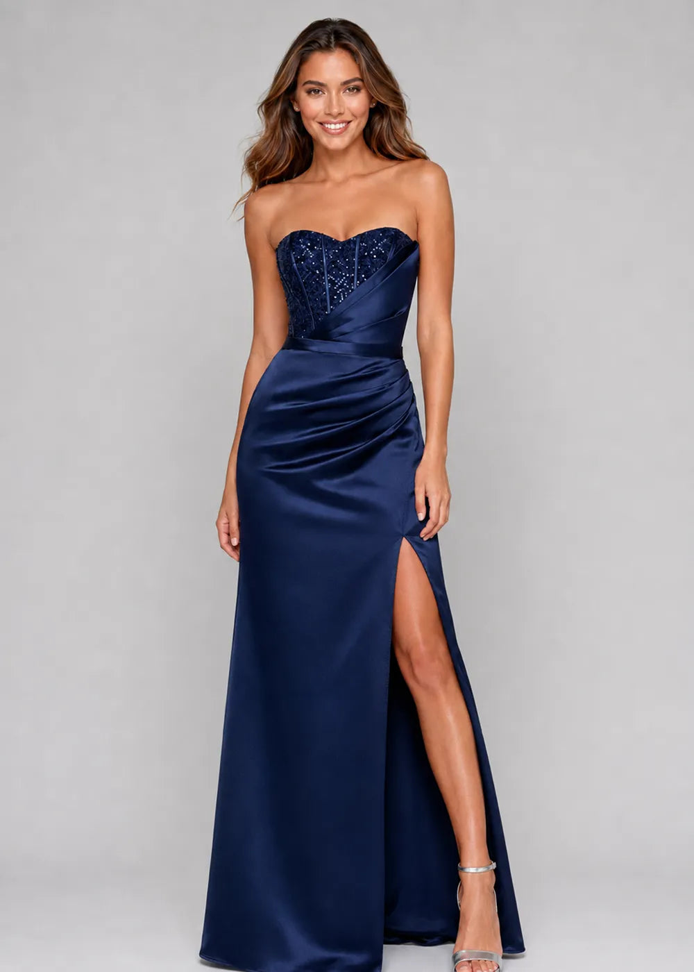 Beaded Corset Mermaid Satin Prom Dress