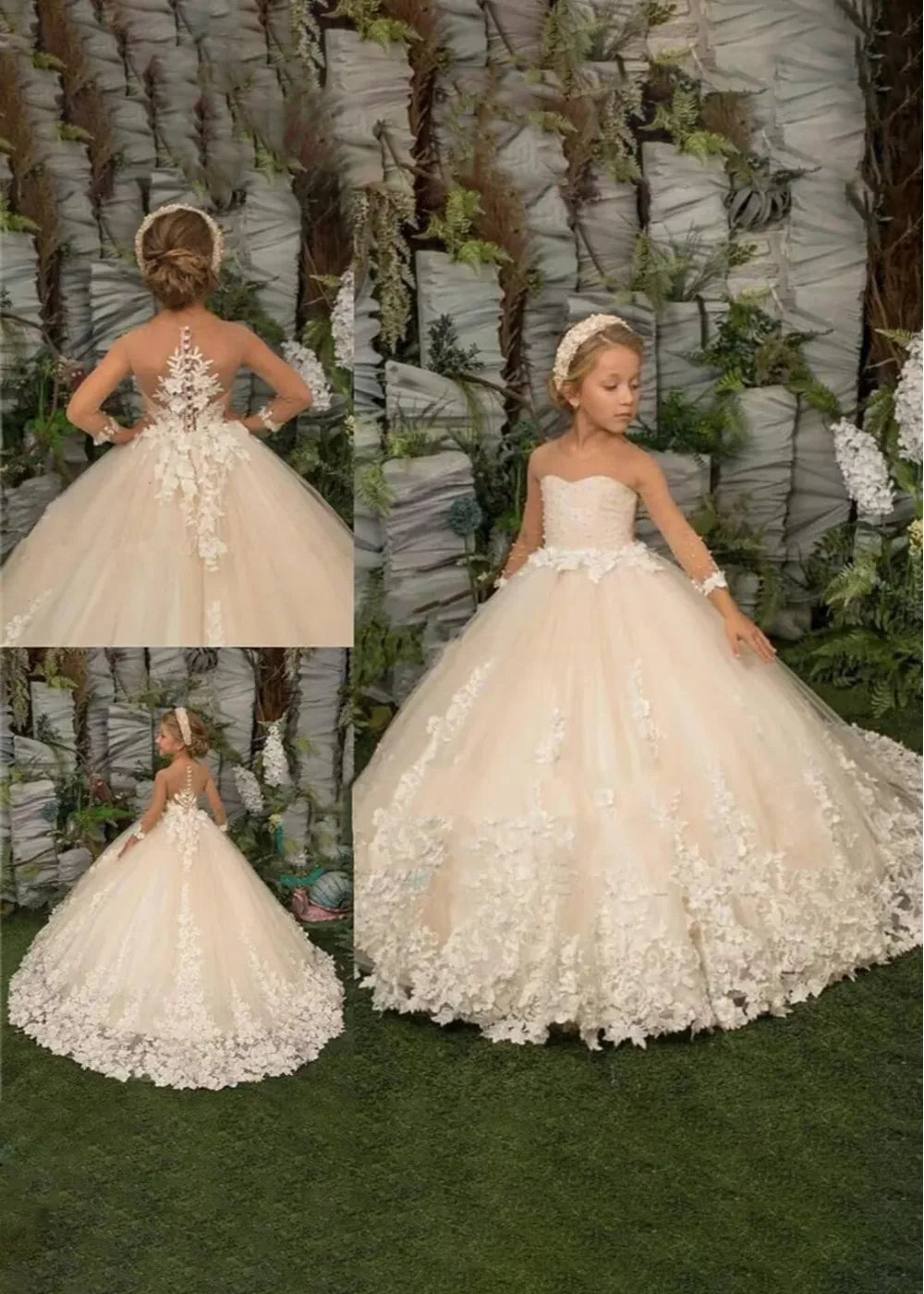 Couture Lace Tulle Flower Girl Dress for Weddings