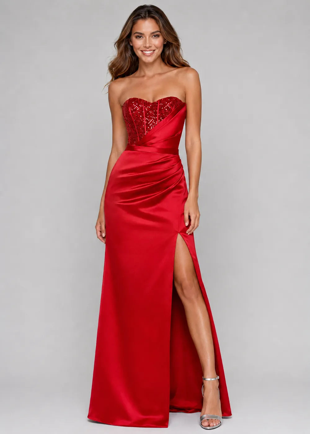 Beaded Corset Mermaid Satin Prom Dress