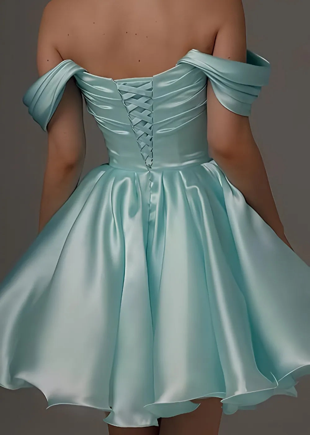 Off Shoulder Satin Junior Bridesmaid Dress