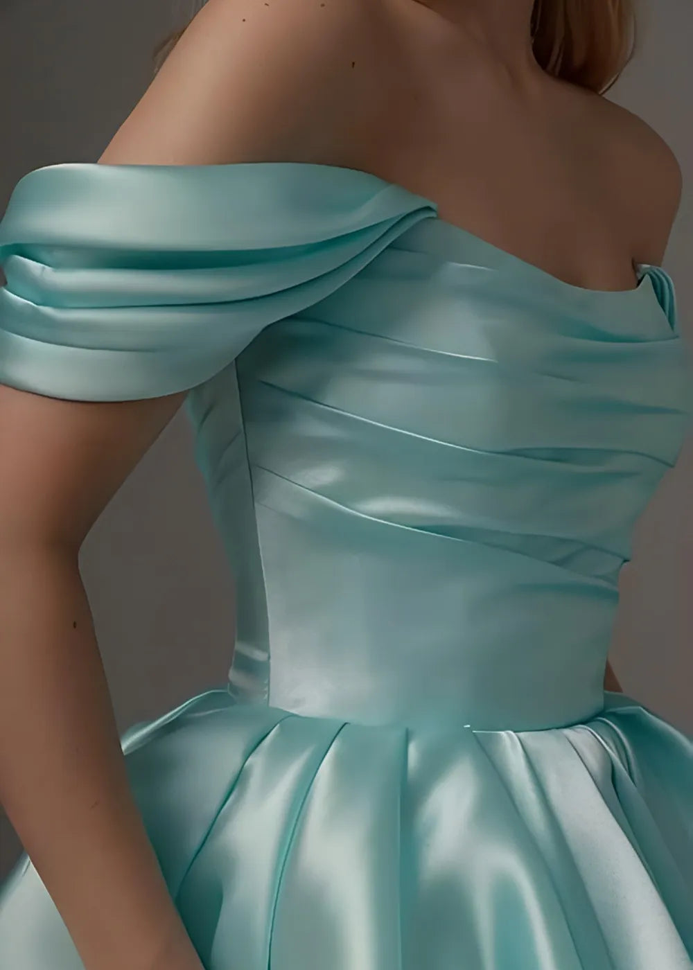 Off Shoulder Satin Junior Bridesmaid Dress