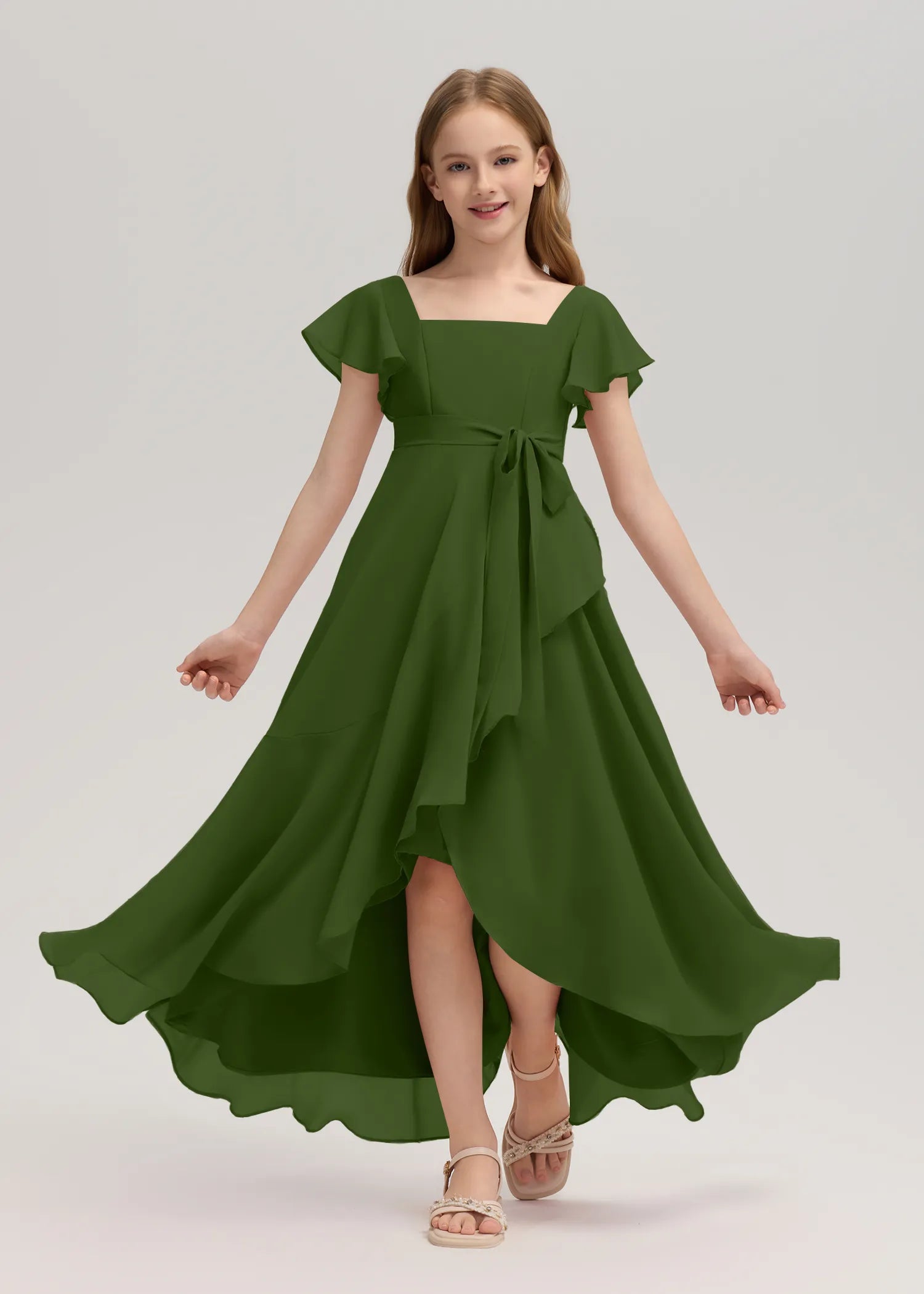 Nature-Inspired Gowns for Junior Bridesmaids in Green | Fynony Nature-Inspired Gowns for Junior Bridesmaids in Green | Fynony