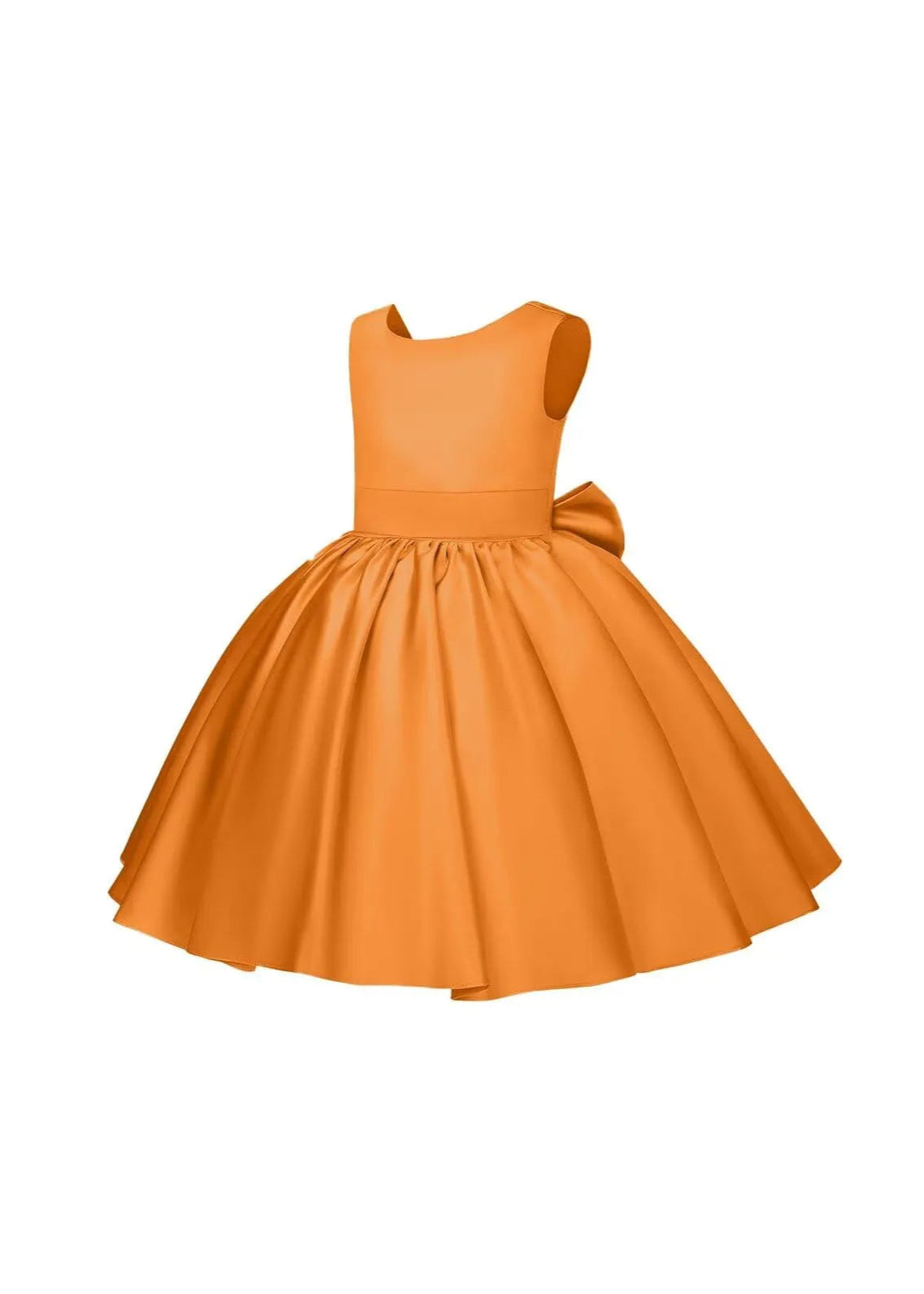 Pretty Bow V back Satin Flower Girl Dress– [Yellow]