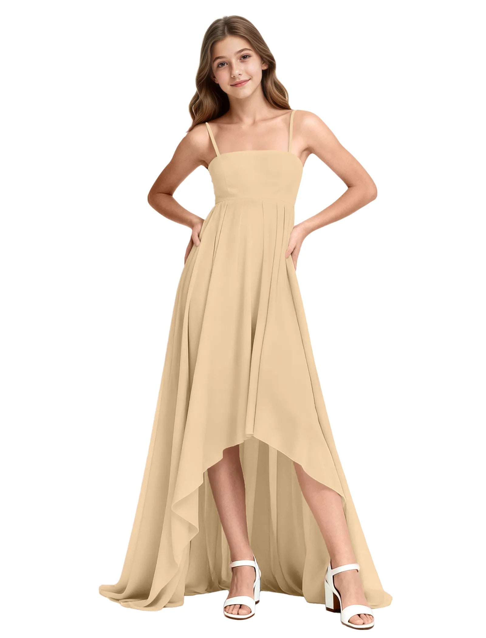 High-Low Chiffon Junior Bridesmaid Dress