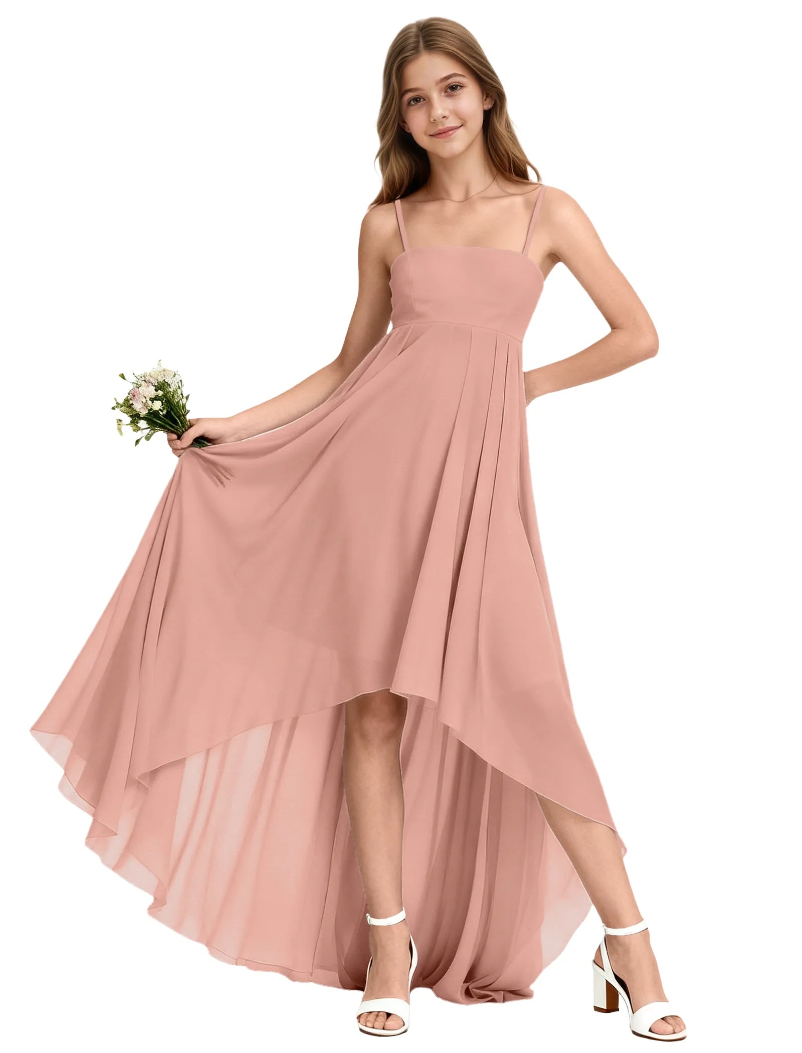 High-Low Chiffon Junior Bridesmaid Dress