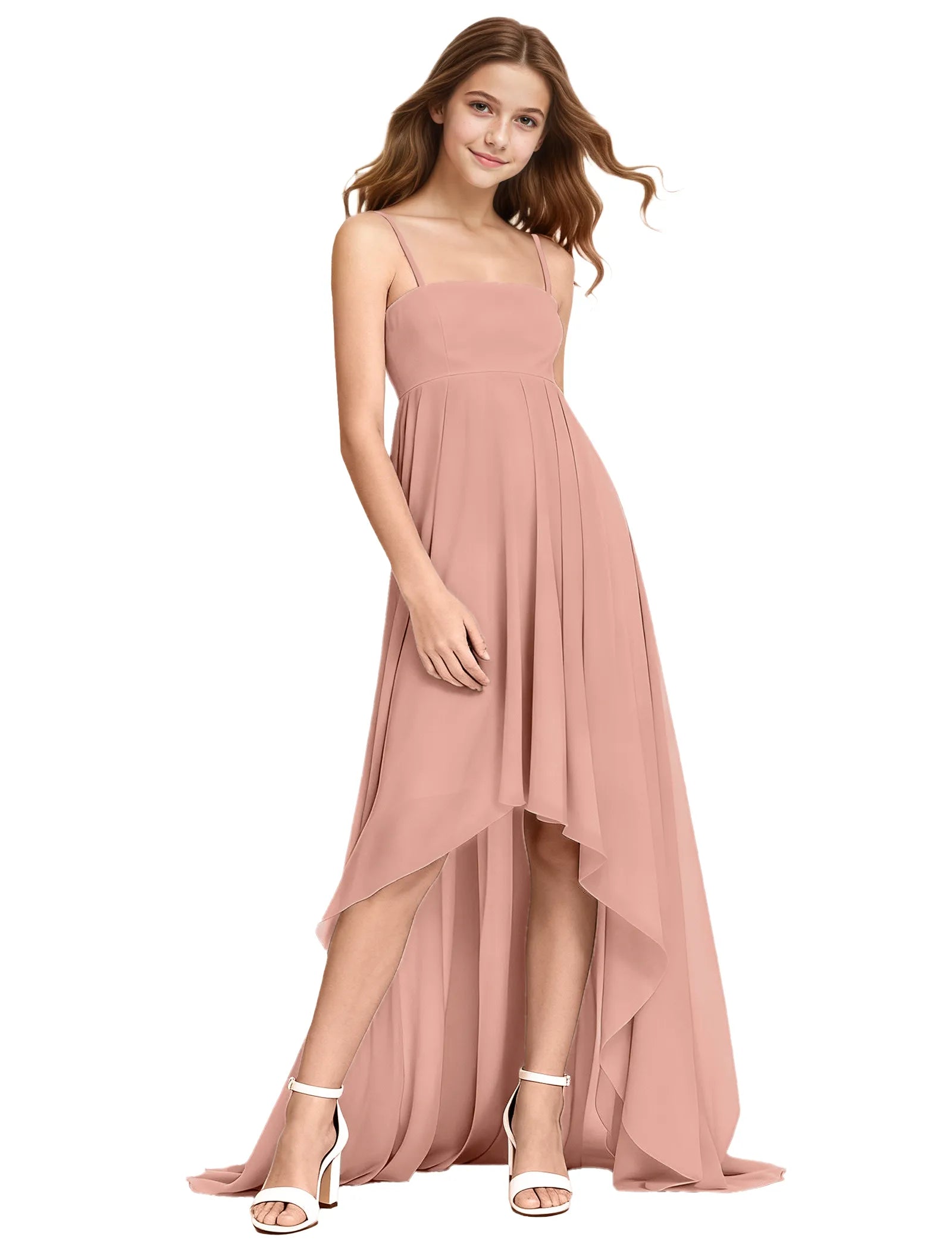 High-Low Chiffon Junior Bridesmaid Dress