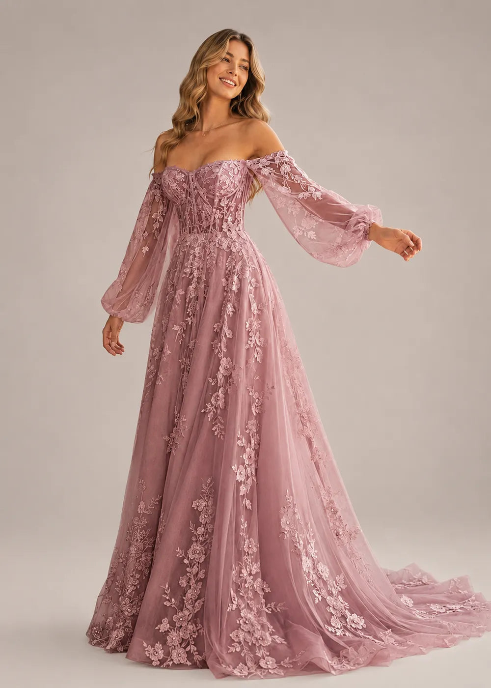 Seraphina Off-Shoulder Lace Wedding Gown