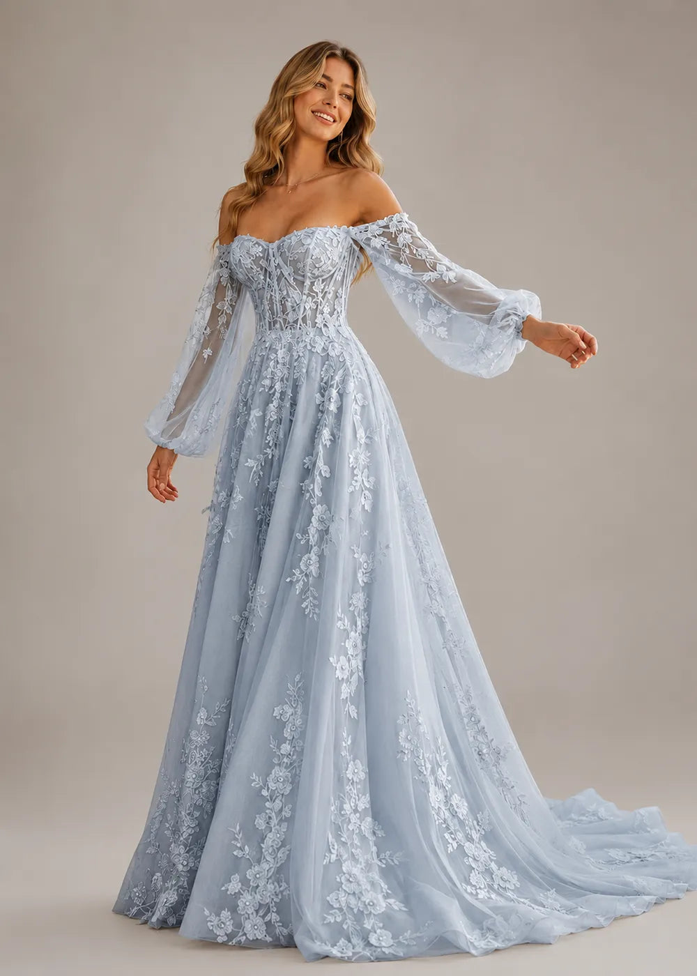 Seraphina Off-Shoulder Lace Wedding Gown
