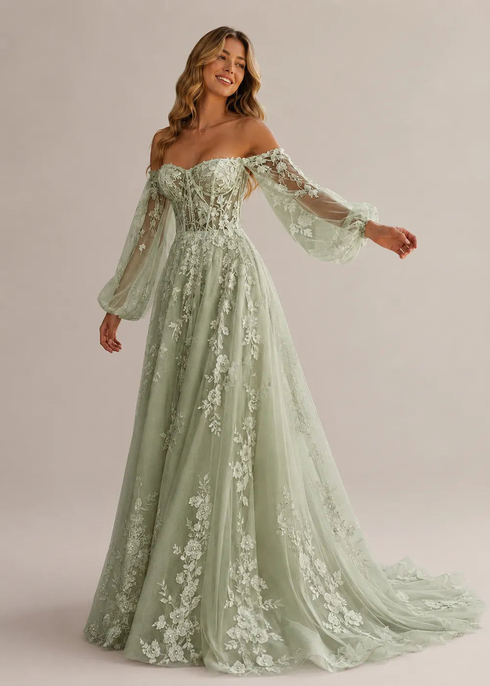 Seraphina Off-Shoulder Lace Wedding Gown