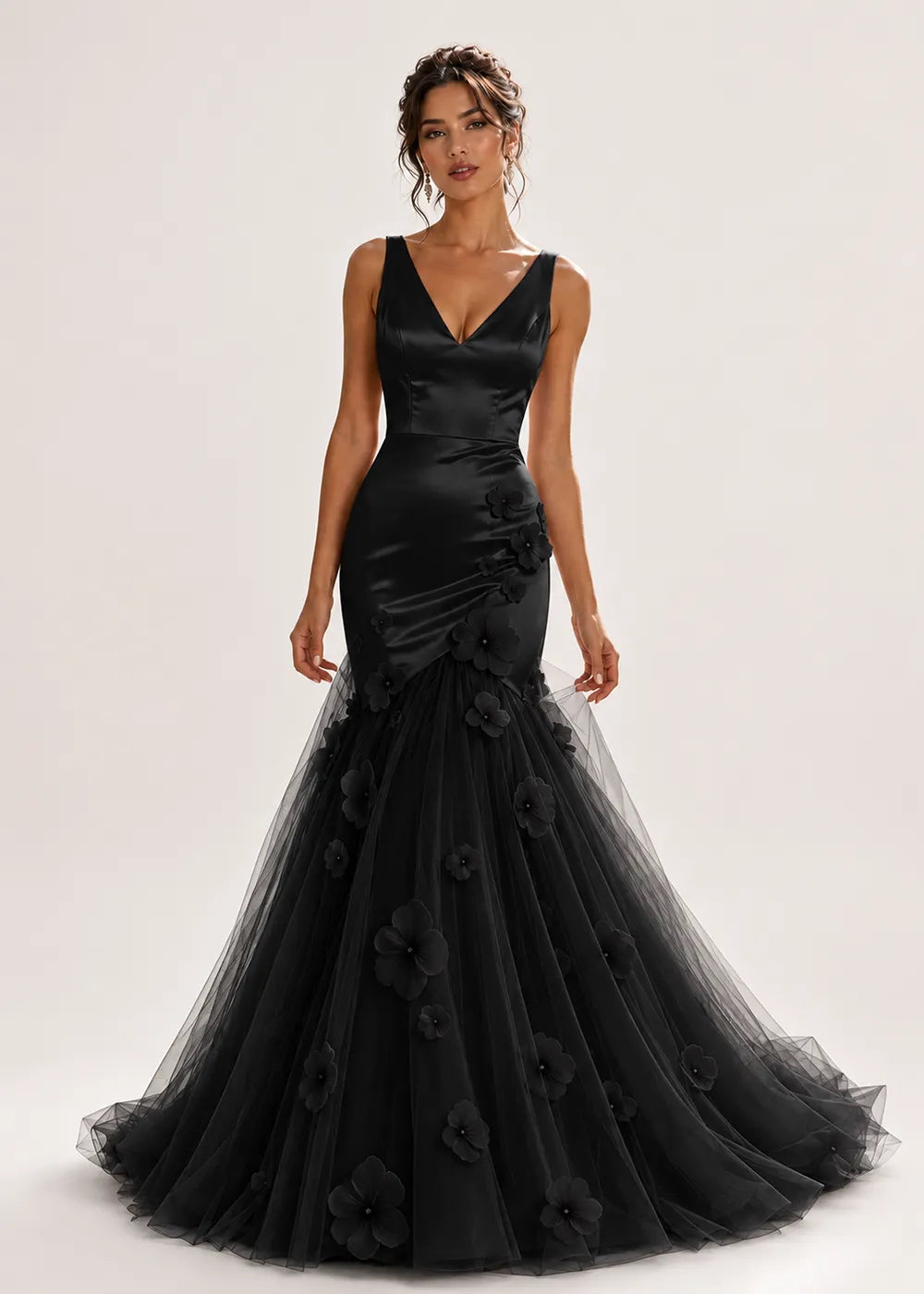 Sculpted Blossom V-Neck Mermaid Formal Gown