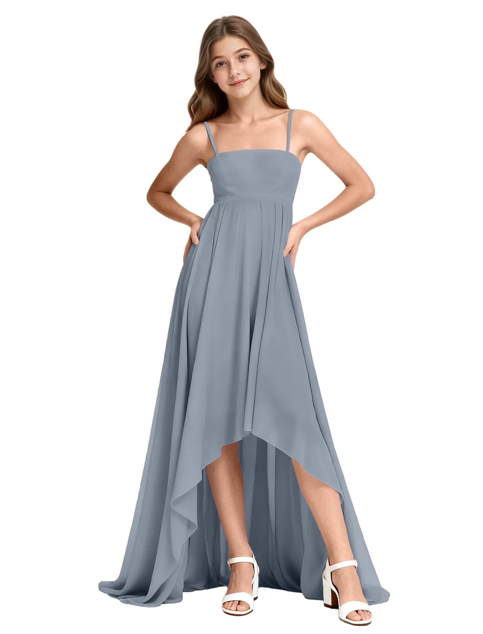 High-Low Chiffon Junior Bridesmaid Dress