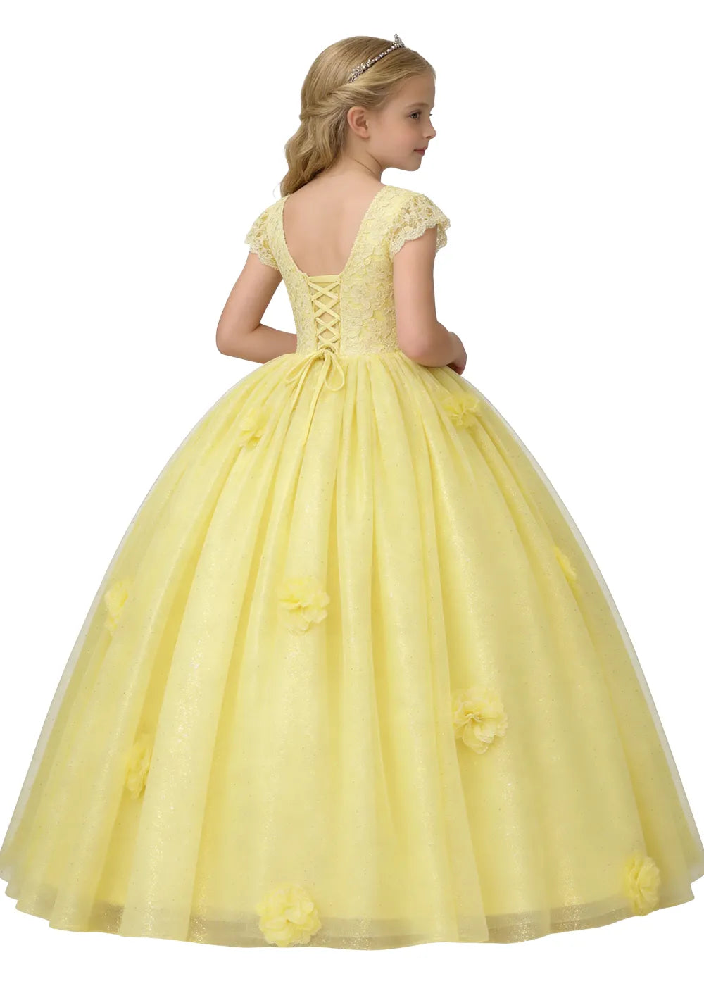 Vestido de princesa sin mangas de encaje