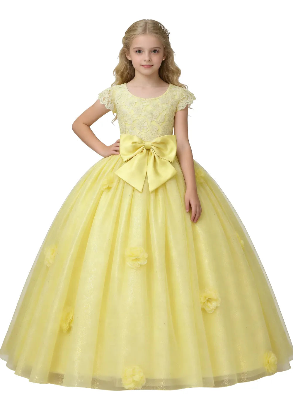Princess Bow Lace Tulle Ball Gown Dress