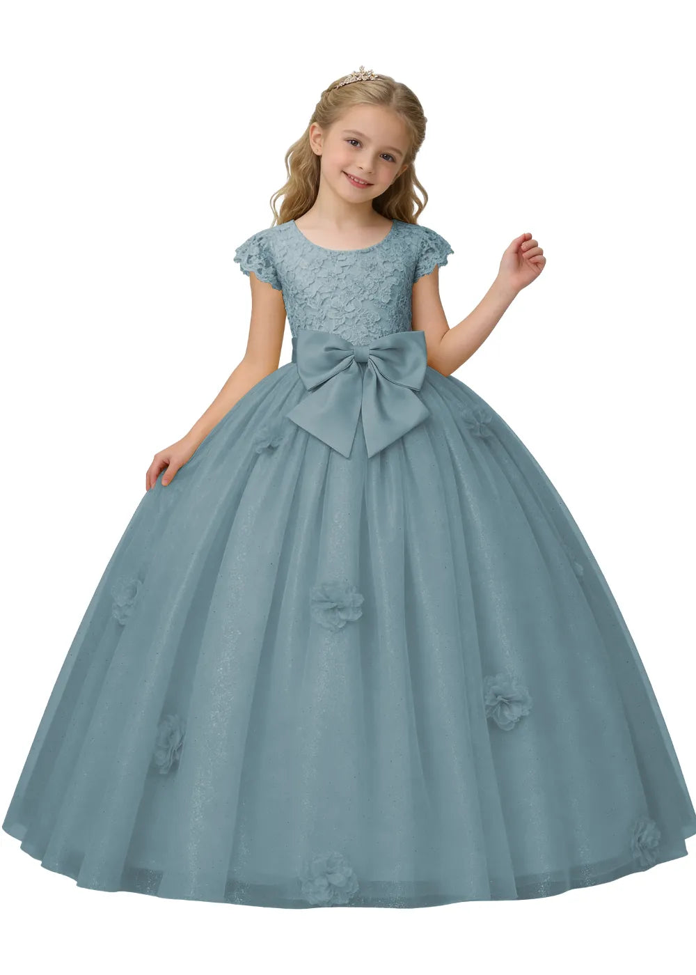 Princess Bow Lace Tulle Ball Gown Dress