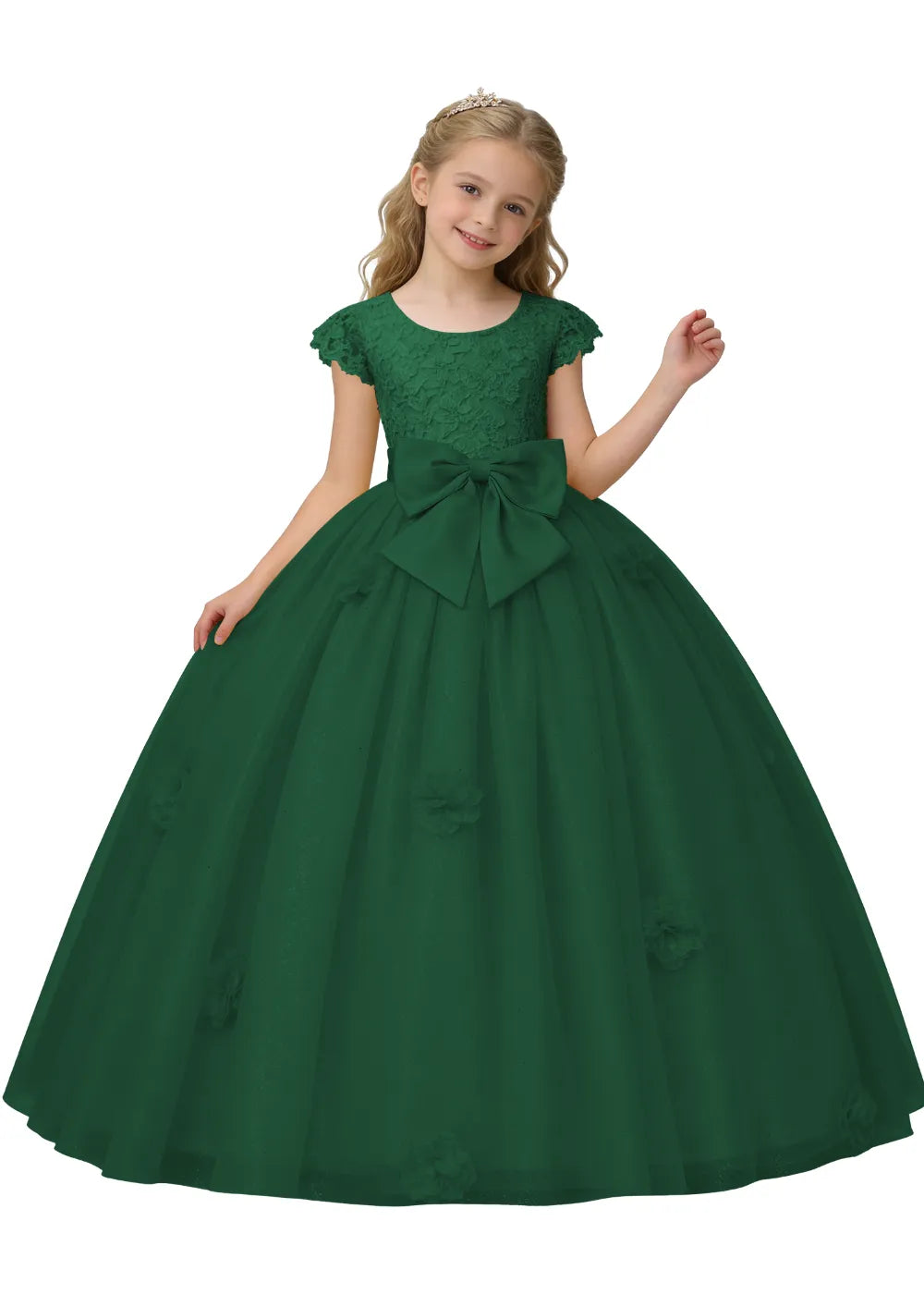 Princess Bow Lace Tulle Ball Gown Dress
