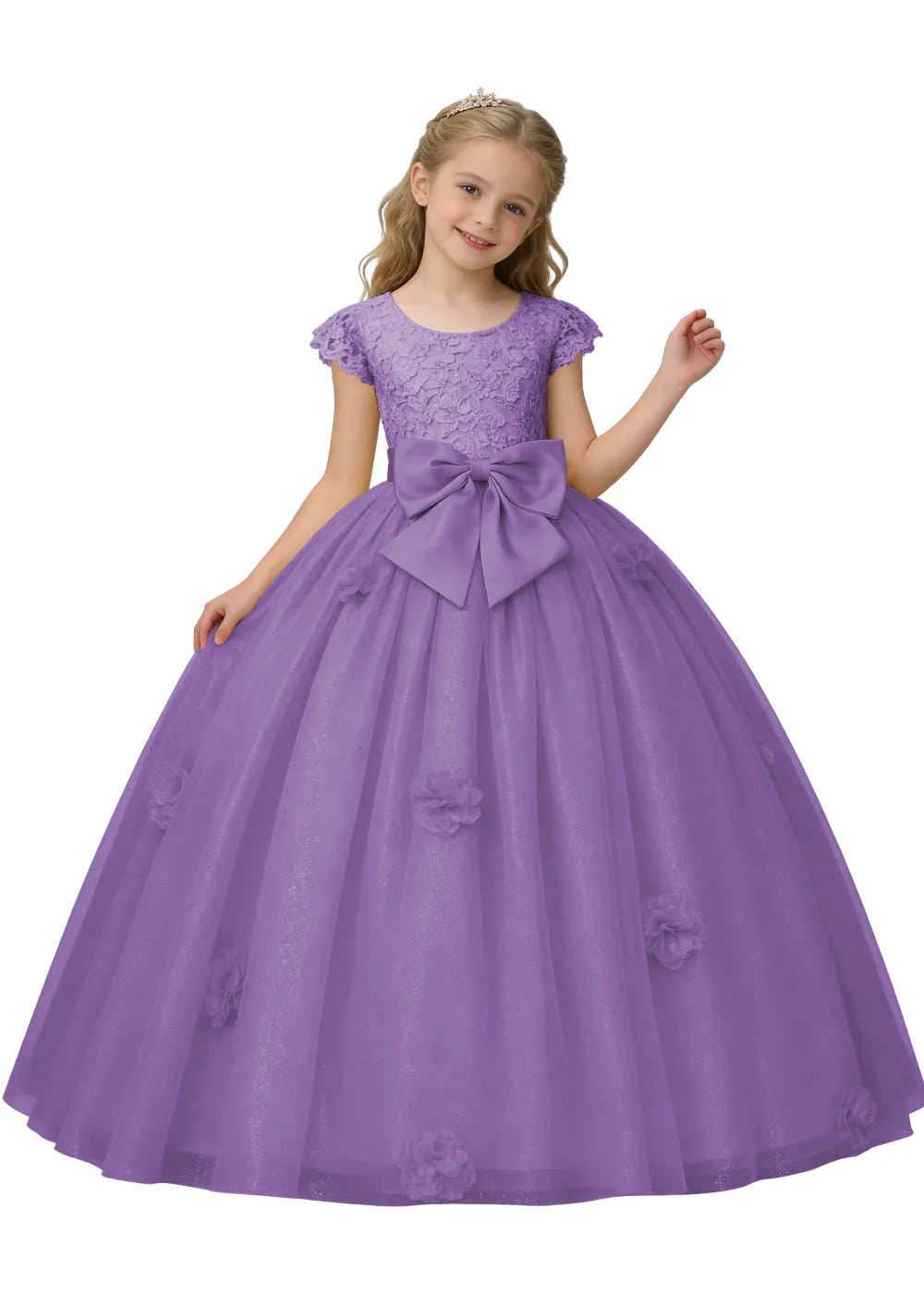 Princess Bow Lace Tulle Ball Gown Dress