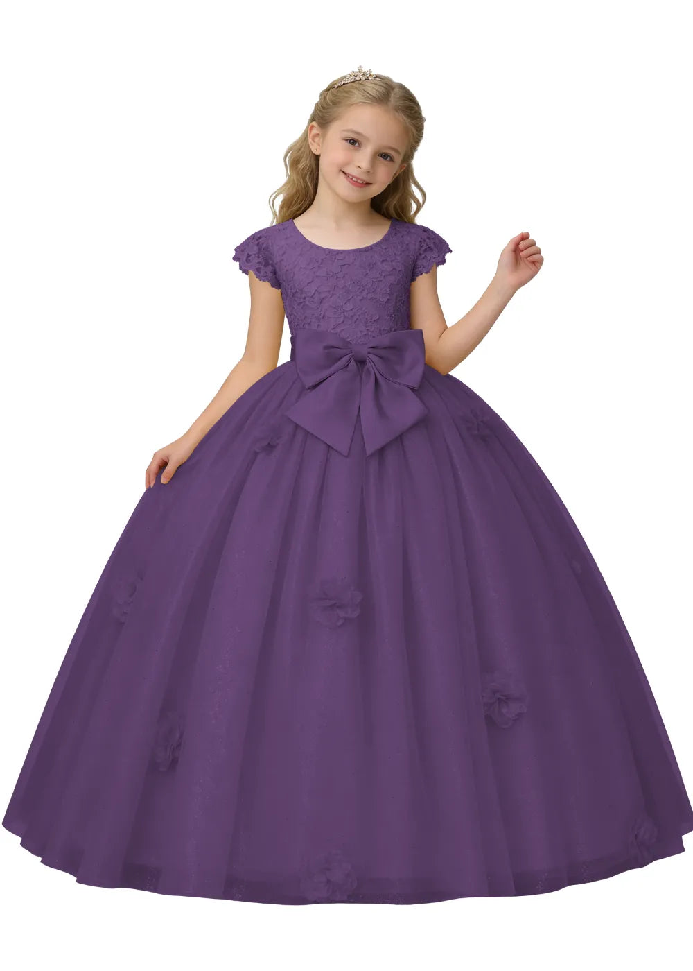 Princess Bow Lace Tulle Ball Gown Dress