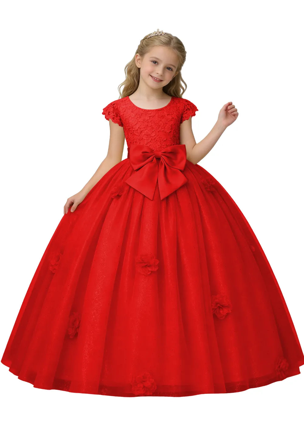 Princess Bow Lace Tulle Ball Gown Dress