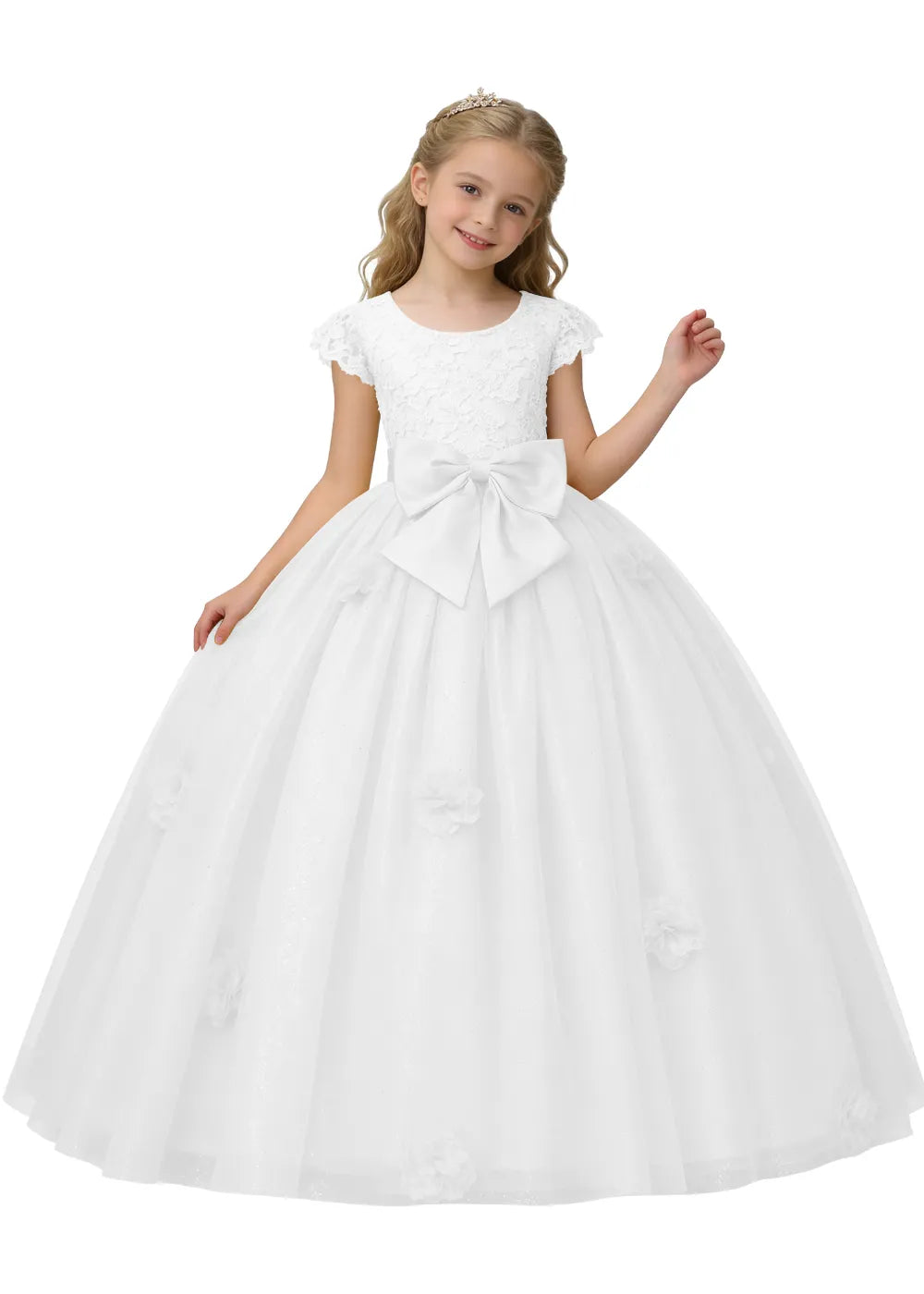 Princess Bow Lace Tulle Ball Gown Dress