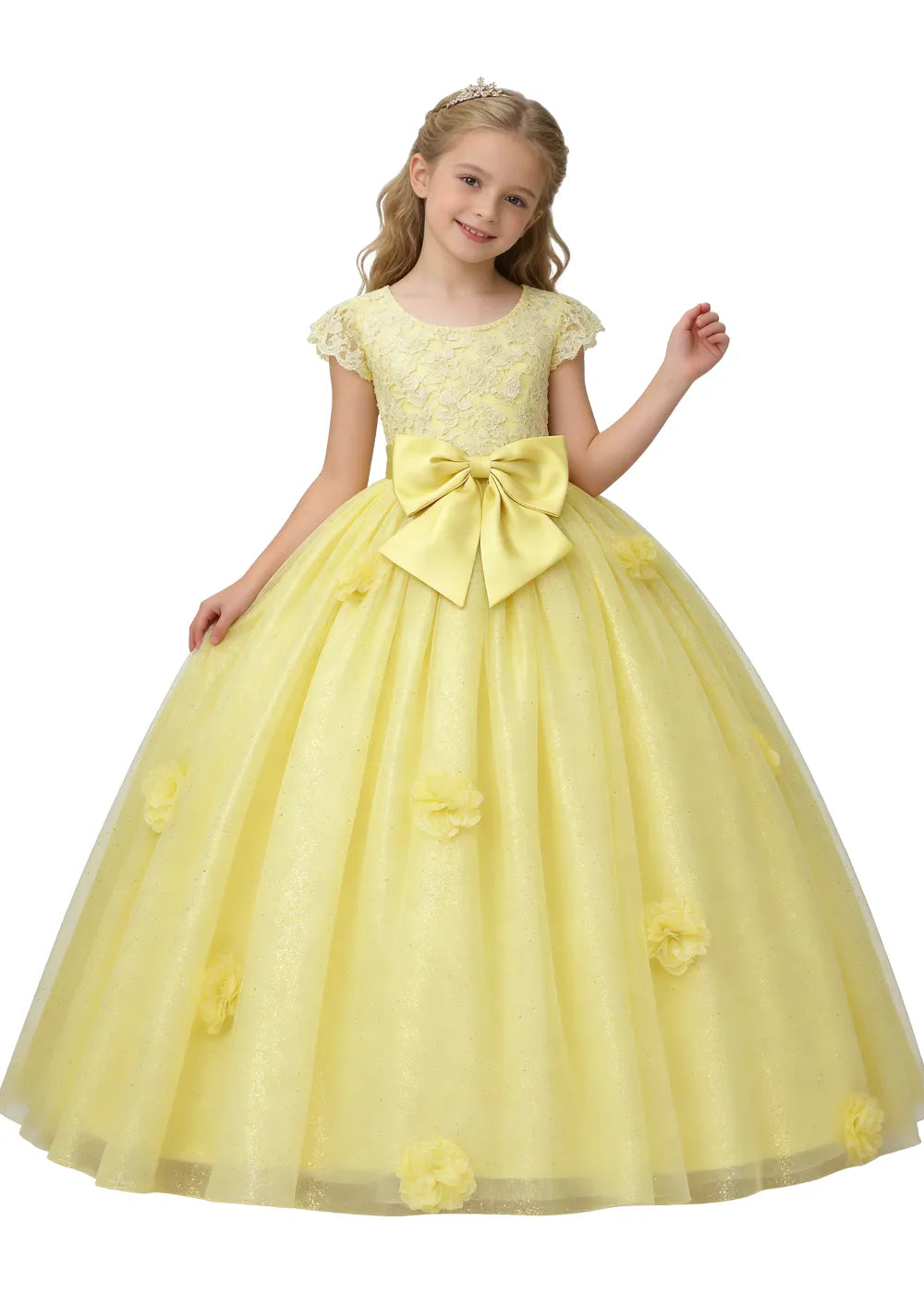 Princess Bow Lace Tulle Ball Gown Dress