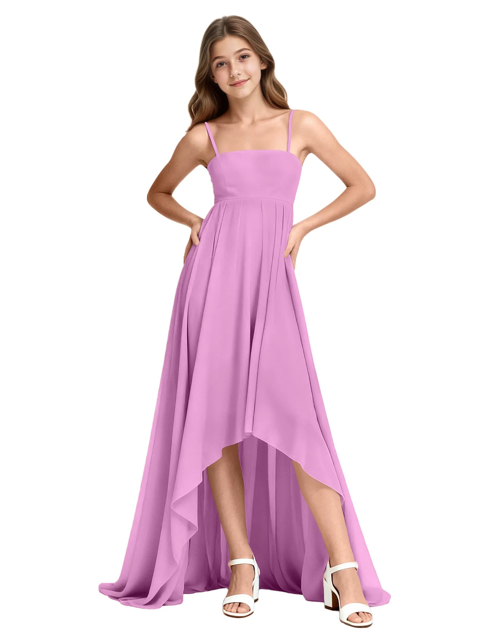 High-Low Chiffon Junior Bridesmaid Dress