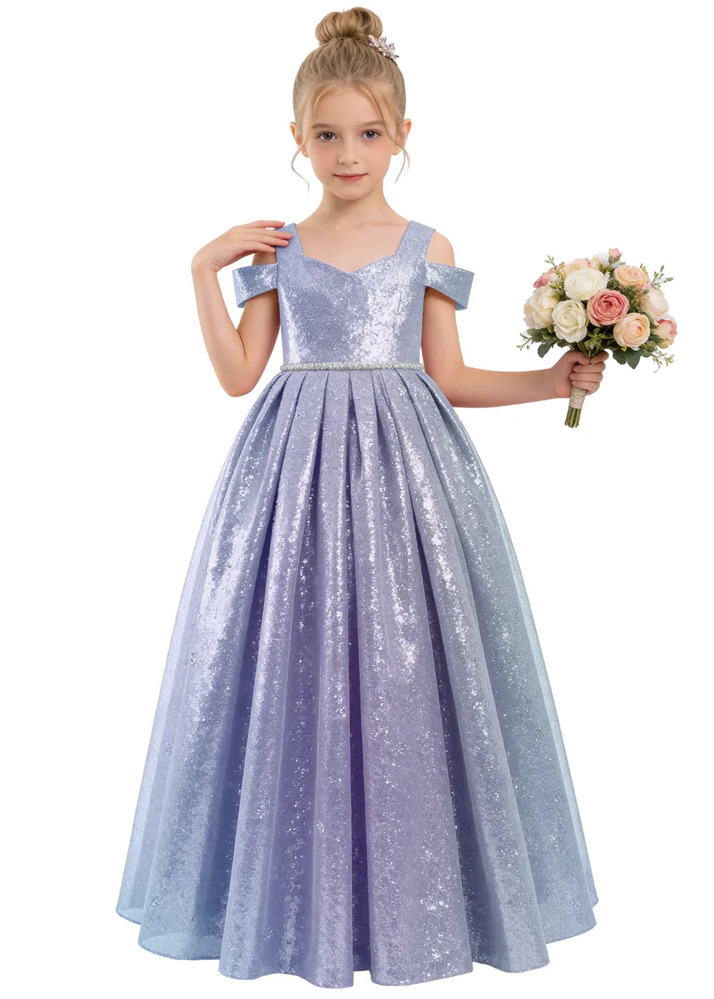 Lace-Up Back Princess Flower Girl Dress