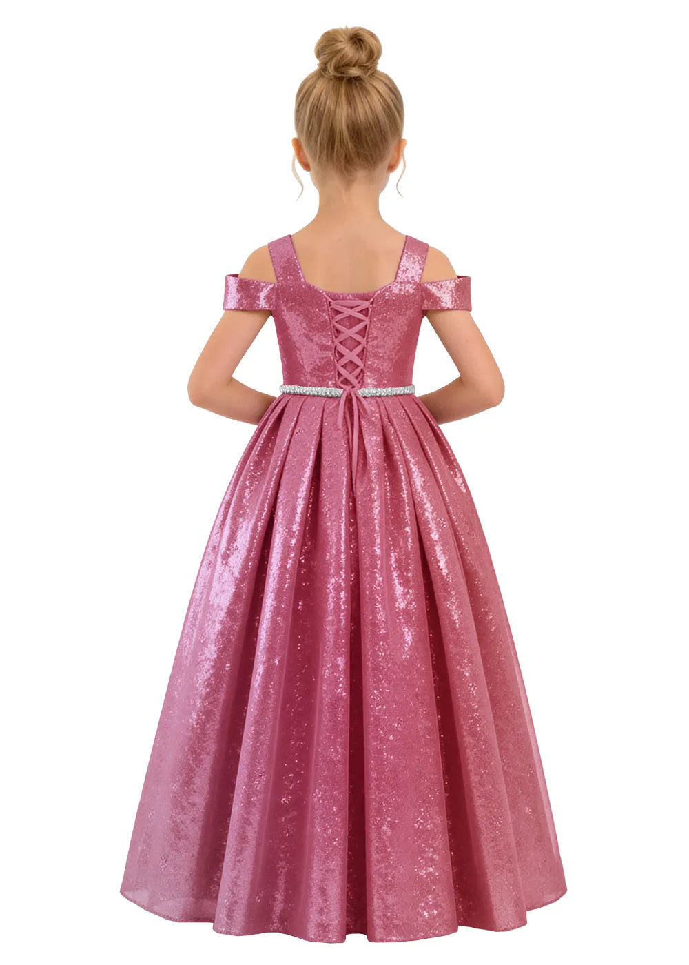 Lace-Up Back Princess Flower Girl Dress