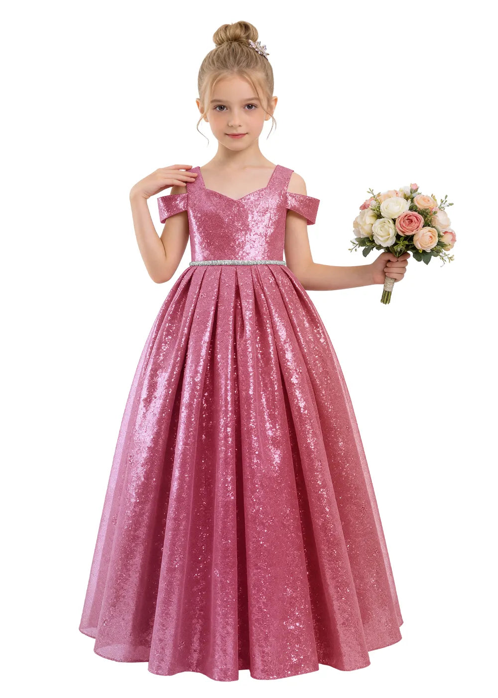 Lace-Up Back Princess Flower Girl Dress