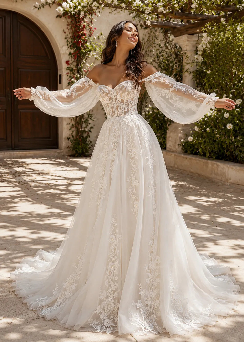 Seraphina Off-Shoulder Lace Wedding Gown
