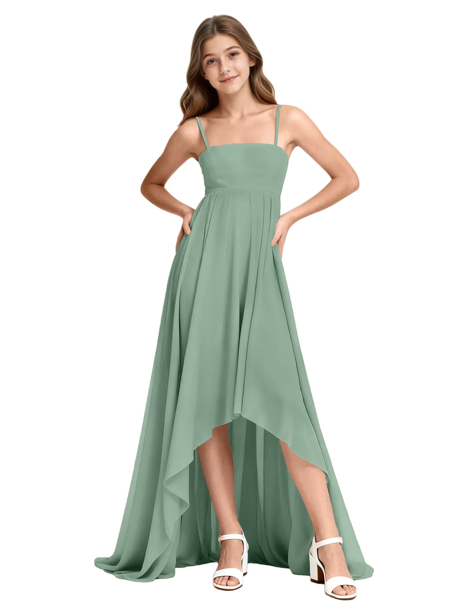 High-Low Chiffon Junior Bridesmaid Dress